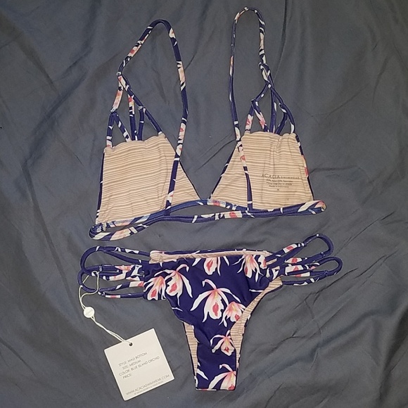 Acacia blue island orchid santorini maui bikini M - Picture 6 of 7